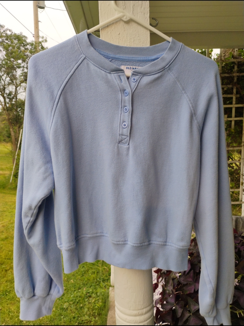 Old Navy Light Blue Henley Sweatshirt